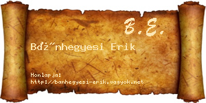 Bánhegyesi Erik névjegykártya